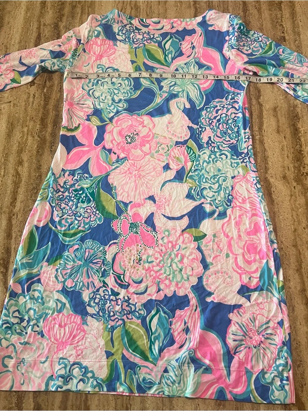 Lilly Pulitzer Pink Blue Floral Shift Dress, Size Medium - Picture 3 of 9